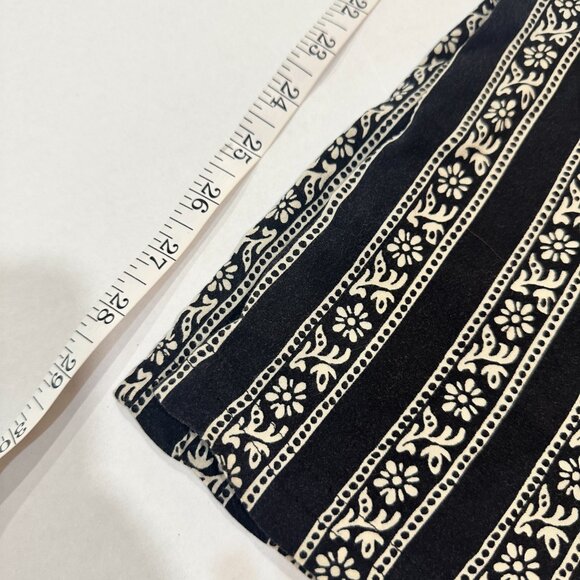 WOMEN'SECRET Boho Black Print Long Pant Mid Rise Draw String Sz L Front Pocket - Picture 11 of 16